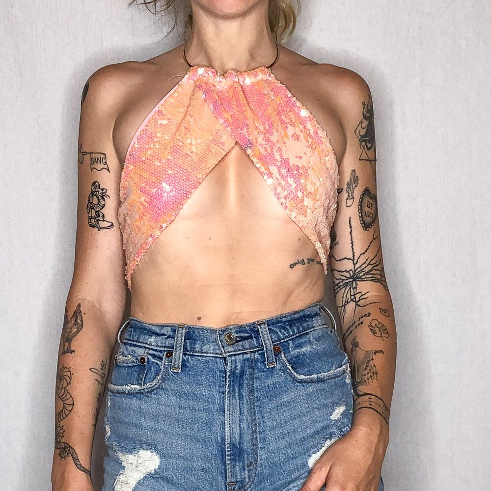 Pink sparkle necklace halter